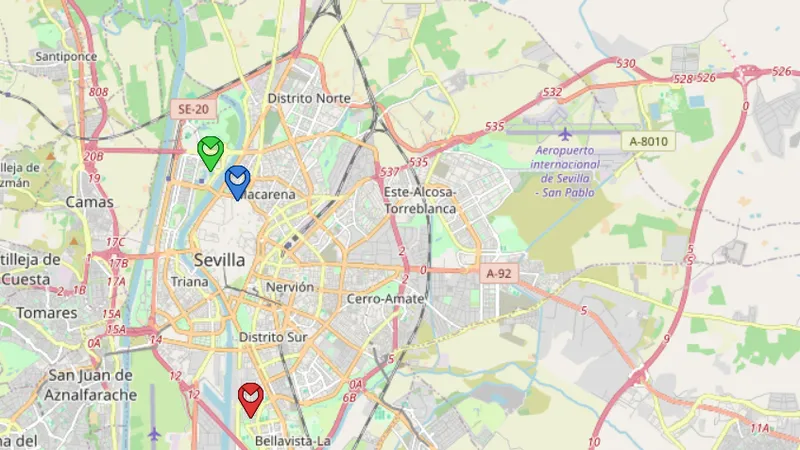 mapa de eventos locales en tiempo real en sevilla en la app  de ocial.