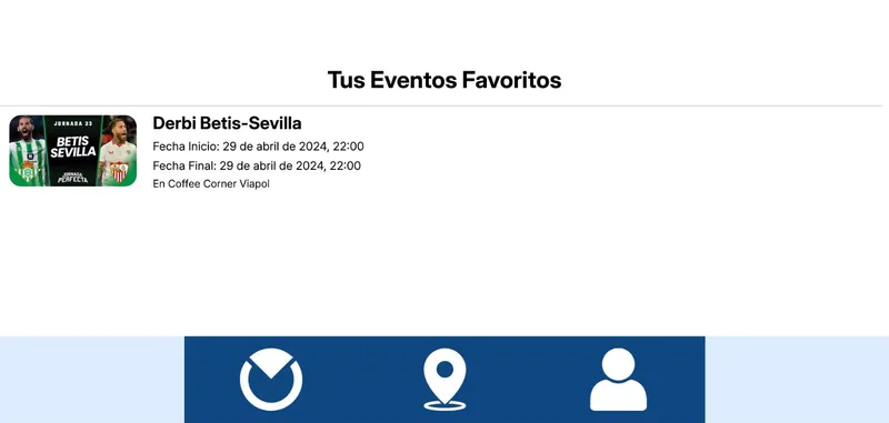 Evento de un partido en tiempo real añadido a favoritos en la app Ocial